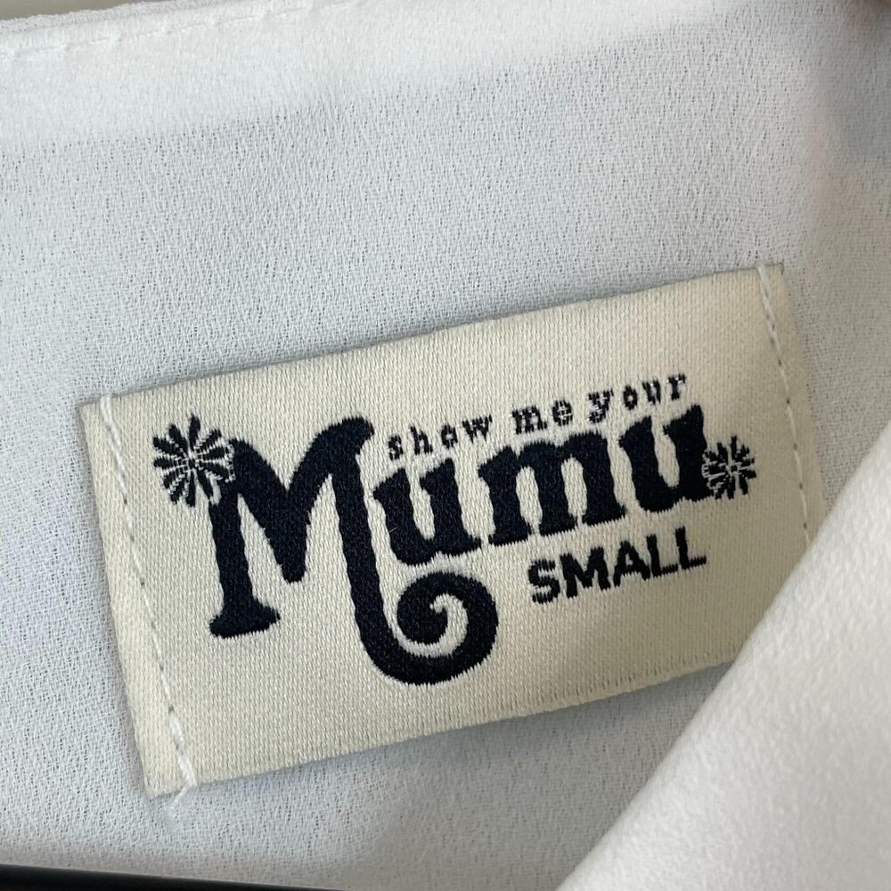 Show Me Your Mumu white crisp King ruffle sleeveless crop top small MSRP 96 - Picture 11 of 12